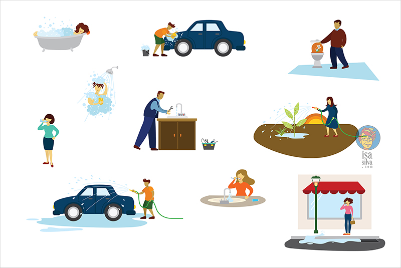 Ilustrações sobre água para a Biorumo