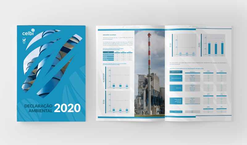 Design e paginação da Declaração Ambiental da Celbi, 2020