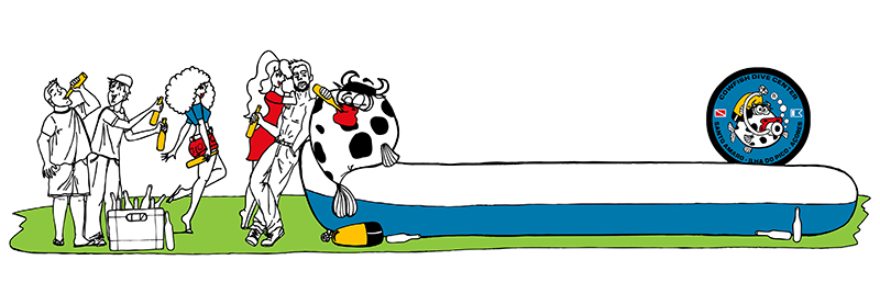 Ilustrações para merchandising de uma empresa de Mergulho