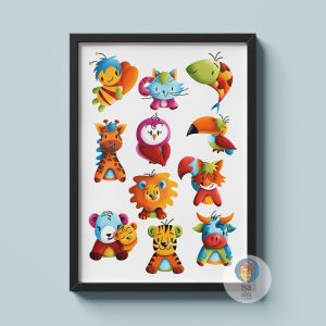 Animais coloridos para crianças - Ilustração